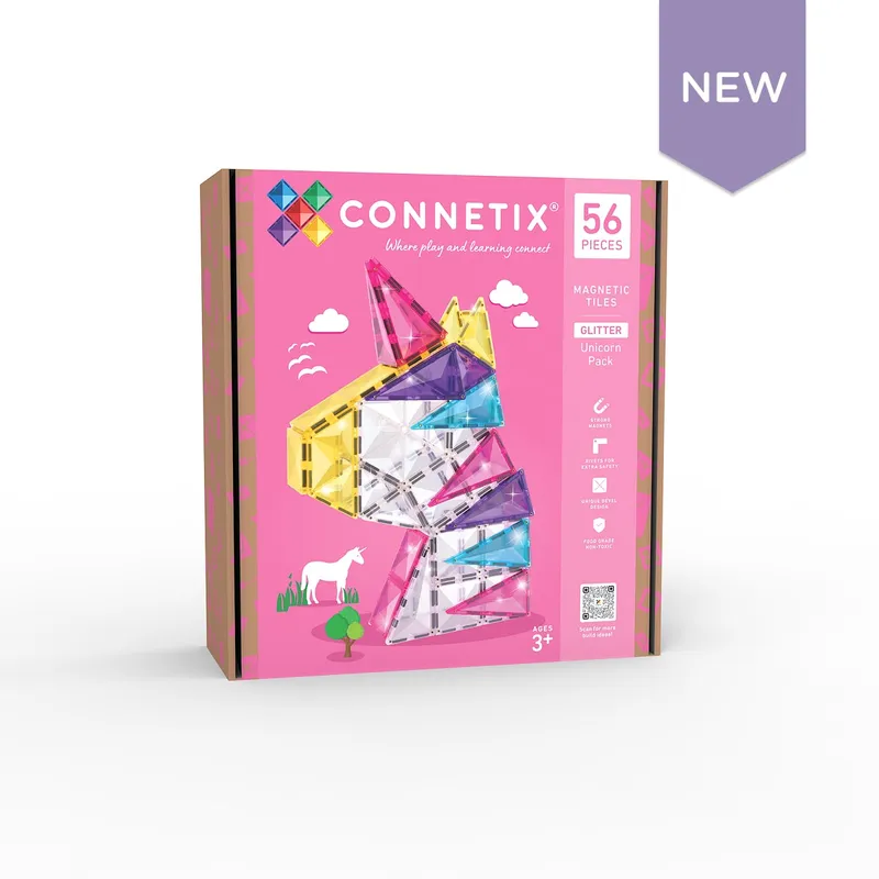 【澳洲 Connetix Tiles 磁樂積木】56片 閃粉獨角獸組