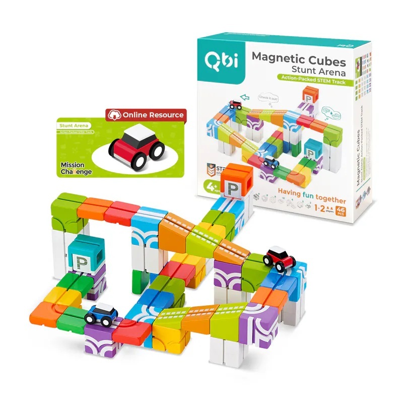 【Qbi 磁吸軌道玩具】探索系列-4歲|飛車小玩家:百變軌道組
