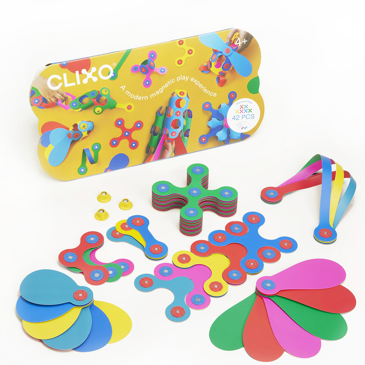 【Clixo 創樂多磁力片】派對組彩虹色60片