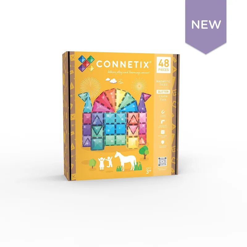 【澳洲 Connetix Tiles 磁樂積木】48片 閃粉城堡組