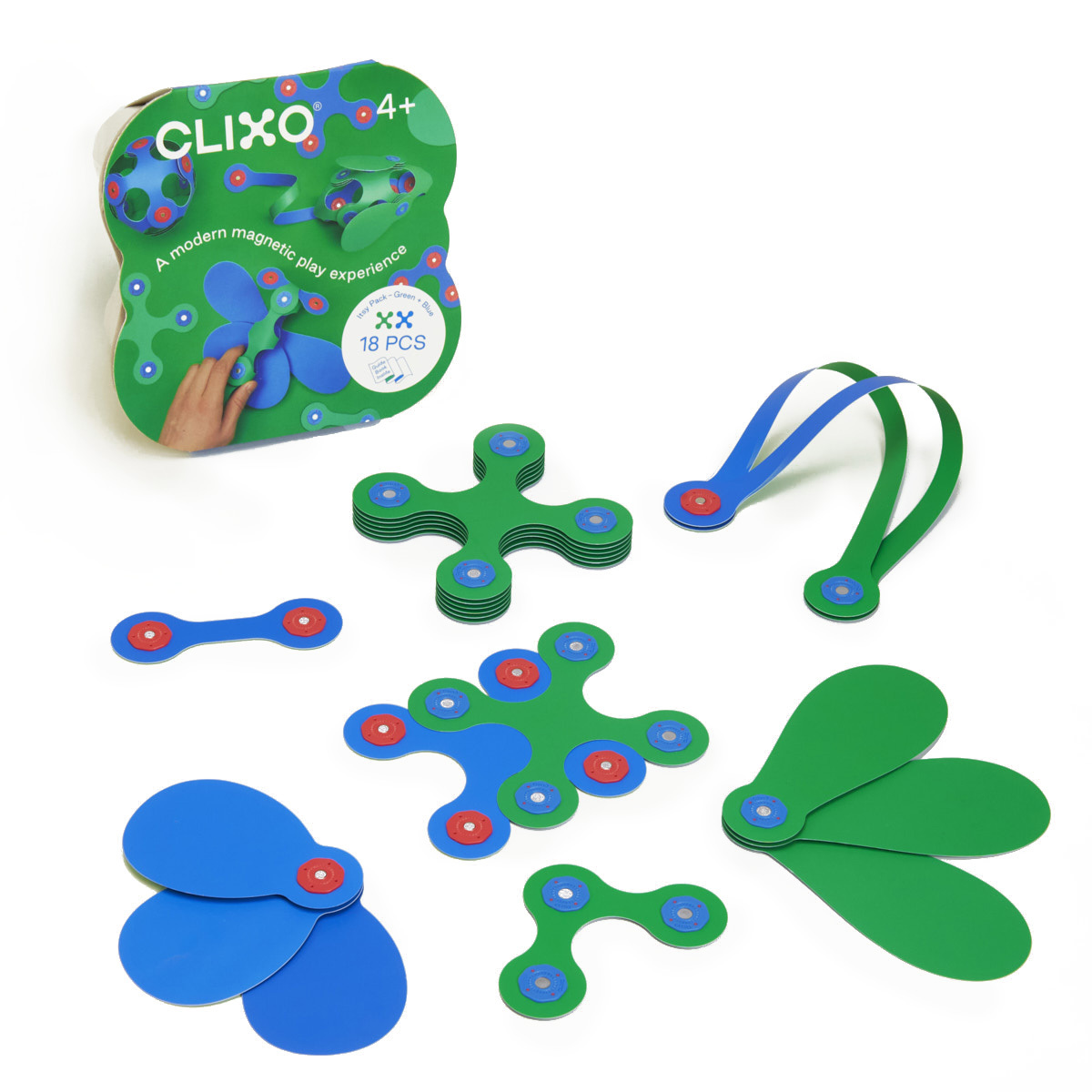 【Clixo 創樂多磁力片】基本組-藍綠色18片