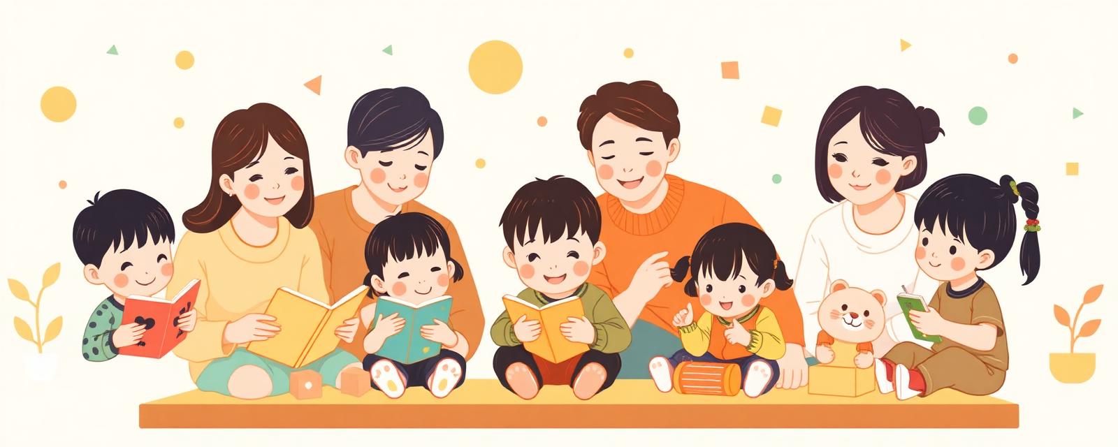 家長與老師陪伴孩子閱讀與遊玩